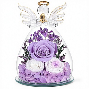 Wholesale Preserved Rose Forever Flower in Glass Angel Figurines Fresh Flowers for Delivery Prime Valentine's Day Birthday Gifts - Product Image 1