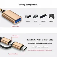 Nylon trenzado Micro/tipo C 2 en 1 USB 2,0 OTG Cable adaptador de sincronización de datos Cable adaptador para teléfono móvil ratón teclado conector