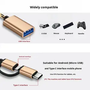 Nylon Braid Micro/Typ C 2 in 1 USB 2.0 OTG Adapter kabel Daten synchron isations adapter kabel für Handy-Maus-Tastatur anschluss - Product Image 4
