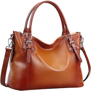 Bolso de Mano de Cuero Genuino para Mujer, Bolso Tote, Bolso de Hombro, Bolso Satchel, Bolso Hobo con Asa Superior, Cierre de Cremallera - Product Image 1