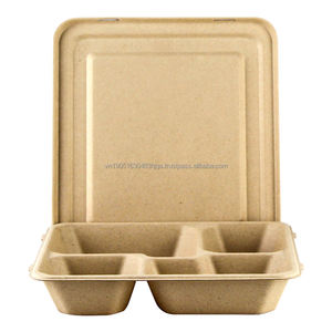 ภาชนะใส่อาหารแบบใช้แล้วทิ้งทำจากชานอ้อยย่อยสลายได้พร้อมฝาปิดกล่องอาหารกลางวันแบบพกพาสำหรับบรรจุภัณฑ์อาหารจานด่วน - Product Image 3