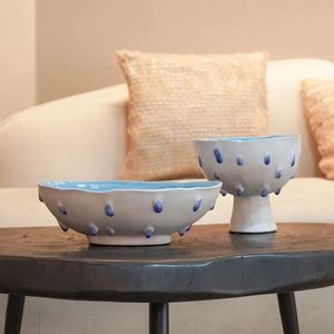 Bol à fruits en céramique bleue moderne, design original Nordic Factory, vaisselle décorative, décoration de fruits secs, accessoires pour la maison - Product Image 6