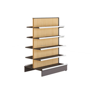 2026 סופרמרקט עץ בית מרקחת עץ מותאם אישית לעמוד מחסן מדף אחסון מדף שרשרת מוסמך - Product Image 4