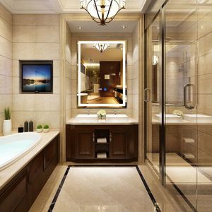 Table de toilette intelligente avec miroir ovale à LED, interrupteur tactile suspendu et Bluetooth pour la décoration murale, grand miroir de sol pour la maison - Product Image 1