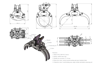 หัวคีบไฮดรอลิกแบบหมุน XUVOL สำหรับรถขุด รุ่น PC 135, 138, 915, 155 - Product Image 6