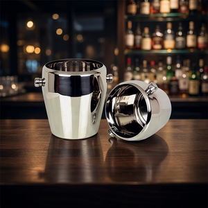 Seau à glace / refroidisseur à vin en acier inoxydable de haute qualité avec poignées latérales, style industriel, couleur et logo personnalisables pour fêtes, maison et bar - Product Image 3