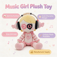 Fabricant en gros de poupées en peluche personnalisées en forme de casque audio, personnages doux et rembourrés, peluches interactives et portables, et cadeaux pour enfants