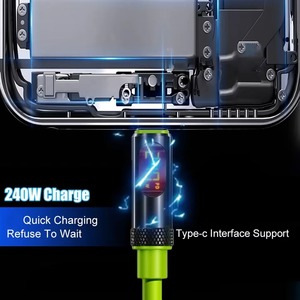 USB avec alimentation PD 240W  <span class=keywords><strong>C</strong></span>âble USB-<span class=keywords><strong>C</strong></span> avec affichage LED, charge rapide et synchronisation des données haute vitesse pour ordinateur portable, téléphone, tablette, utilisation en voyage - Product Image 3