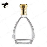 Bouteille de vin en verre transparent avec bouchon à couronne pour whisky, vodka, gin, tequila, brandy - Impression personnalisable, qualité alimentaire, sans plomb