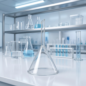 Entonnoir de laboratoire en verre borosilicate de 60 mm à tige longue ou courte, entonnoir à huile pliable en silicone transparent, garantie de 3 ans - Product Image 1