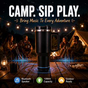 Bouteille d'eau Bluetooth 40 oz avec haut-parleur intégré, couvercle à paille, LED, sans fil, en acier inoxydable, portable, cadeau idéal - Product Image 4