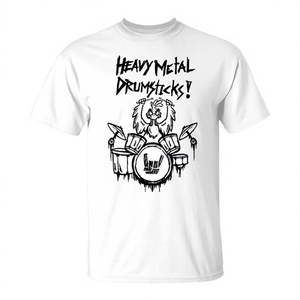Camiseta Heavy Metal Drumsticks con diseño gráfico de Chicken Drummer para fanáticos de la música - Product Image 2