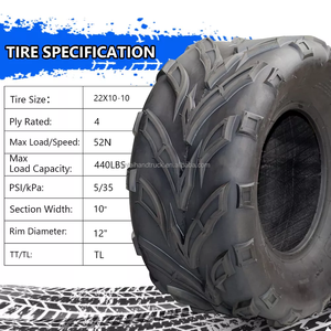 Pneumatico All-Terrain 22x10-<span class=keywords><strong>10</strong></span> per ATV/UTV, Tubeless, 4 Strati per <span class=keywords><strong>Go</strong></span> <span class=keywords><strong>Kart</strong></span>, Fuoristrada e Sport all'Aperto - Product Image 2