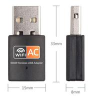Adaptor Wifi USB Tanpa Driver 600Mbps Adaptor Wi-Fi 5.8GHZ Antena USB Ethernet PC Adaptor Wi-Fi Lan Wifi Dongle Penerima Wifi AC