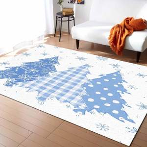 Alfombras navideñas pastorales azules con árboles de Navidad de invierno 3D copos de nieve alfombra antideslizante para dormitorio sala de estar decoración del hogar en Stock - Product Image 1