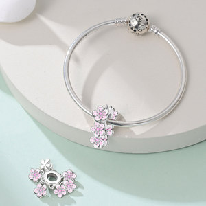 Cuentas espaciadoras con clip de flor de cerezo de primavera, <span class=keywords><strong>rosa</strong></span> pálido, con esmalte floral multicapa, para visualización de Sakura, con logotipo personalizado, en lotes pequeños - Product Image 4