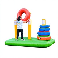 Équipement de pyramide humaine gonflable pour événements sportifs ludiques, jeu de lancer d'anneaux stimulant pour la formation et le team building, modèle Hanoi, petit format