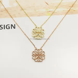 1000S Perhiasan 18K Emas Padat Kalung Emas Asli Perhiasan Berlian Murni Kuning Emas Kualitas Terbaik untuk Wanita Hadiah Kalung
