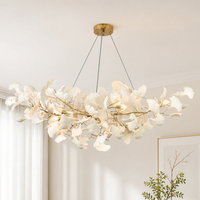Lustre suspendu sculptural en céramique Art Déco, motif feuille de Ginkgo, style nordique moderne, pour salle à manger, salon, décoration intérieure