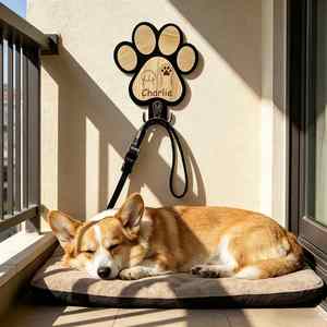 Support mural pour laisse, crochet en bois personnalisé en forme de patte de chien, organisateur de colliers pour animaux de compagnie et porte-clés - Product Image 3