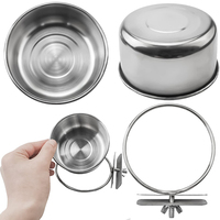 Tasses à plat d'alimentation pour oiseaux en acier inoxydable perroquet mangeoire perruche bols d'eau alimentaire avec support de pince