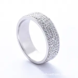 נירוסטה טבעת 2023 מכירה לוהטת גברים של יהלומי טבעת 8mm אירוסין אינו דוהה לגברים טרנדי טיטניום פלדה טבעת