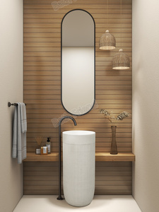 Lavabo sur pied monobloc de luxe moderne en pierre artificielle écologique de haute qualité pour salle de bain et extérieur - Product Image 5