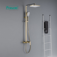 Ensemble de douche de salle de bain Frascio populaire en laiton, finition or brossé, avec robinet de douche chaud/froid