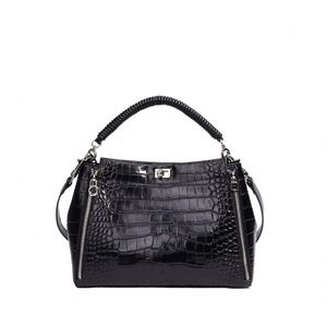 Sac fourre-tout décontracté rayé de grande capacité en paille texturée premium tissée à la main avec fermeture éclair et imprimé - Product Image 1