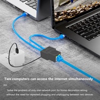 Conector divisor de Internet de extensión de red 1 a 2 con cable de alimentación USB Interfaz LAN 8P8C-Accesorio divisor de red