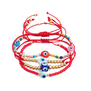 Set di Braccialetti Go2boho con Occhio Turco, Gioielli Protettivi con Cordoncino Rosso, Perline Placcate Oro e Charm a Fiore, Bracciali alla Moda con Perline - Product Image 5