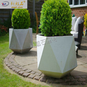 New Magic Stone Grc Fair Faced Concrete Flower <b>Pot</b> Xms Hp14 White Floor Standing For Garden Landscaping Projects - Product Image 3