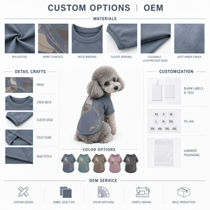 Camiseta de manga corta para perro con estampado geométrico abstracto gris oscuro, ropa de verano para mascotas, ropa para mascotas OEM, suave, delgada y transpirable - Product Image 2