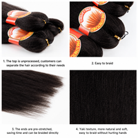 Lot de 3 mèches de tresses pré-étirées 52 pouces 300g en fibre synthétique Yaki pour tresses au crochet, tresses africaines, fixation à l'eau chaude, vente en gros