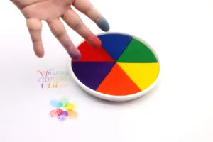 Mực In Thủ Công Tem Đối Tác 6 Màu Sắc Cầu Vồng Finger Ink Pad Cho Trẻ Em