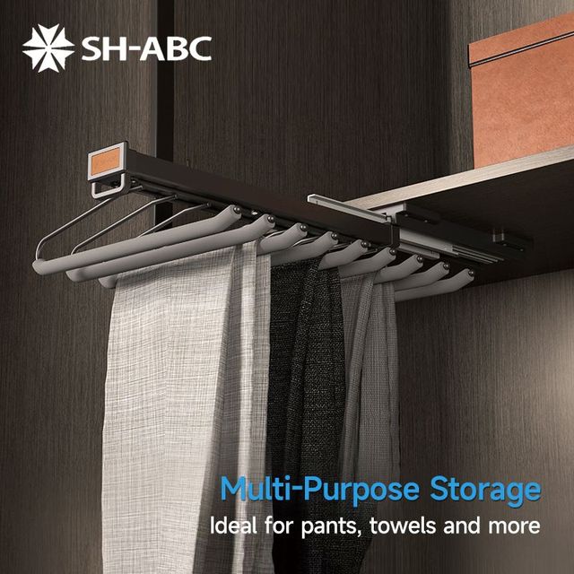 SH-ABC SHZ00010DR Cold Rolled Steel wardrobe side mounted single trouser rack