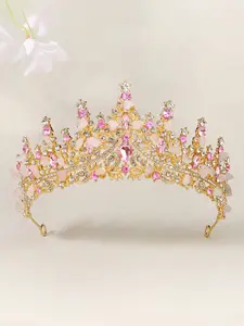 Dreamy Pink Bulk Princess Rhinestone Crystal Beauty Custom Hecho a mano Pageant Queen Miss World Crown And Tiara
