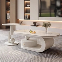 Ensemble élégant de table basse et table d'appoint en imitation marbre, meubles de luxe légers pour le salon