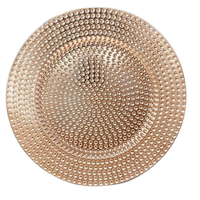 Assiette de service de luxe en métal martelé plaqué or, élégante et ronde, pour décoration de mariage et événements gastronomiques, personnalisable