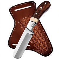 Couteaux de cowboy de qualité industrielle OEM à prix abordable avec étui en cuir - Couteau de boucher en acier raspé fait main de 8 pouces - Lame fixe EDC