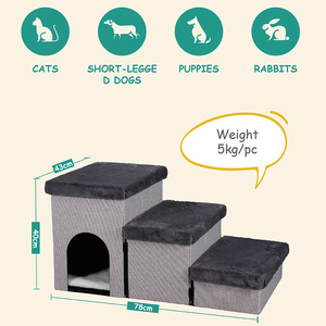 Escalera de 3 escalones para perros, escalones grises para mascotas para proteger las articulaciones y la columna vertebral de las mascotas, productos cómodos para mascotas - Product Image 2