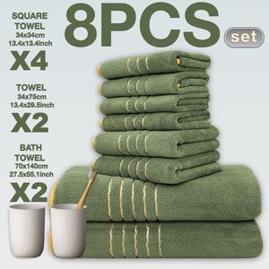Ensemble de serviettes en polaire corail très vendu, 8 pièces, douces et absorbantes, pour le <span class=keywords><strong>bain</strong></span> et le visage - Product Image 3