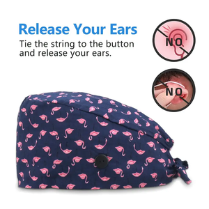Gorro de trabajo estampado para clínica dental, gorros quirúrgicos, gorros dentales con lazo trasero, unisex, transpirable, con banda absorbente de sudor, bonito. - Product Image 6