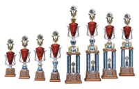 2024 élégant trophée à quatre colonnes en cristal peut personnaliser les cartes de fleurs de trophée au bas du trophée, impression de feuille d'or