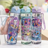Nouvelle Bouteille d'Eau en Plastique PC Écologique de 800 ml avec Paille, Motif Animal de Dessin Animé, Mignonne Tasse Gobelet pour Enfants, Idéale pour la Rentrée Scolaire