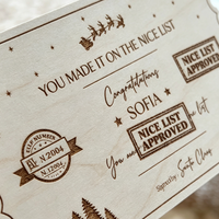 Billet personnalisé en bois pour la liste des bonnes actions de Noël, ornement souvenir de Noël, accessoire de fête, décoration de photomaton, carte de mariage et d'anniversaire