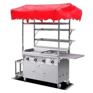 Hot Sale business night market breakfast instant noodle teppanyaki fried skewers snack cart grill mobile food truck