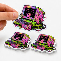 Pack d'autocollants en vinyle découpés sur mesure, holographiques, UV, imperméables, amusants, mignons, originaux, pour ordinateur portable, bouteille d'eau, coque de téléphone