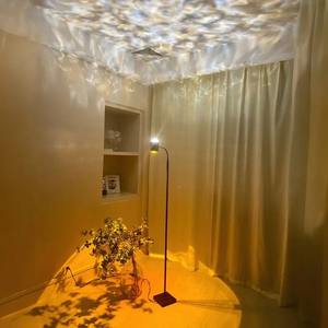 Lámpara Proyector de Ondas 3D con Luz LED de Atardecer para Dormitorio, Iluminación Ambiental Romántica con Doble Cabezal y Decoración de Estrellas, Lámpara de Pie - Product Image 3
