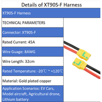 Câble anti-étincelles XT90-S 8AWG 32cm, fil de silicone haute puissance pour connexion de batterie au lithium pour RC FPV Racing et protection des plantes
